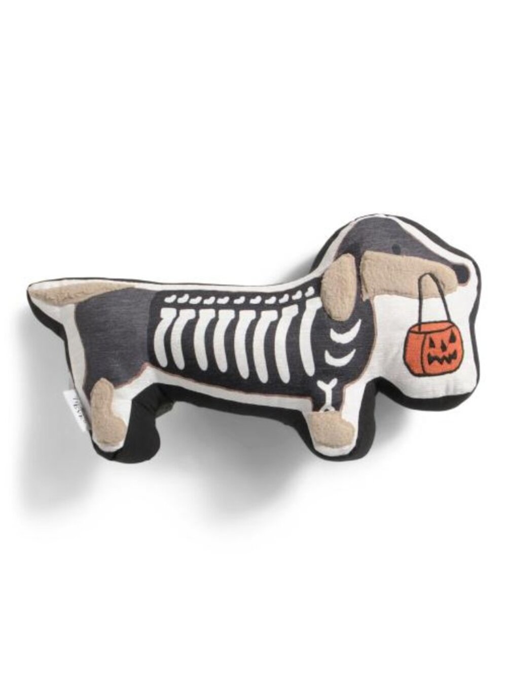 CYNTHIA ROWLEY Skeleton Dachshund Costume Embroidered Pillow